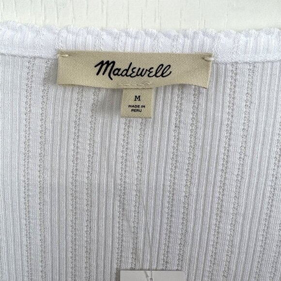 Madewell Pointelle Scoop Neck Top Long Sleeve T-Shirt Tee White Size Medium NEW - Picture 3 of 6
